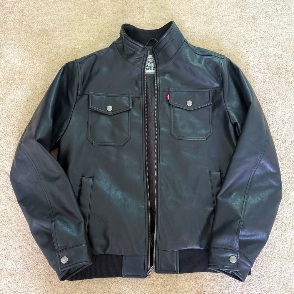 Levi's Black Bomber Faux leather Jacket